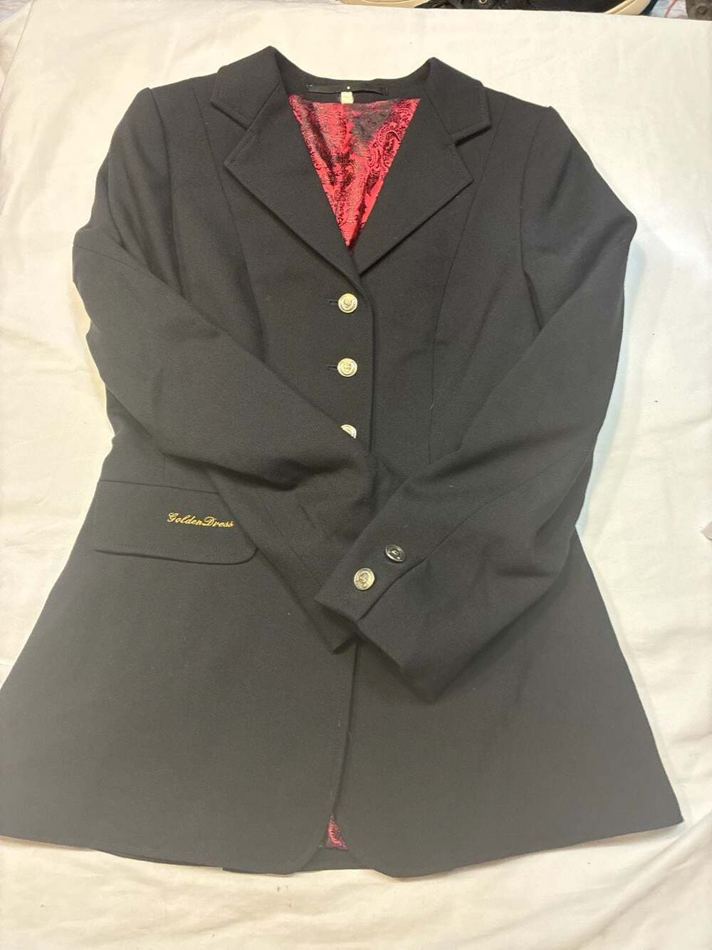 Golden Dress Vintage 100% Virgin Wool Women's Equestrian Dressage Show Jacket